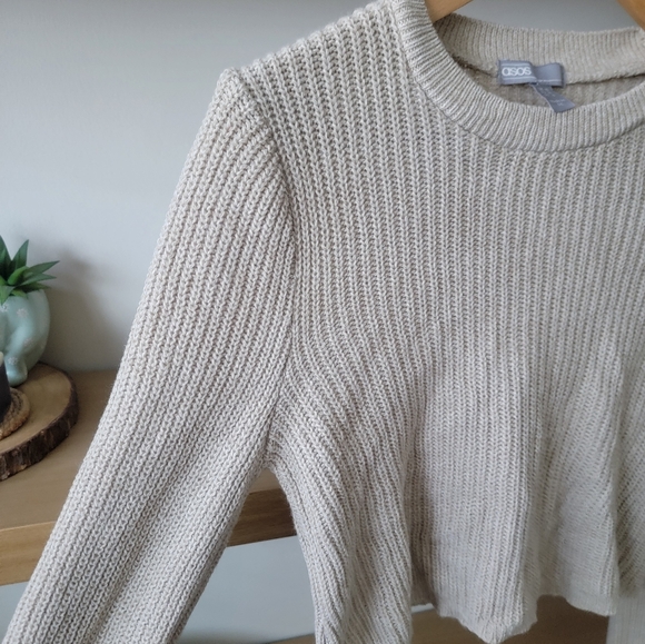 Asos crop beige knit sweater and skirt Two Piece set NWT - Picture 5 of 9